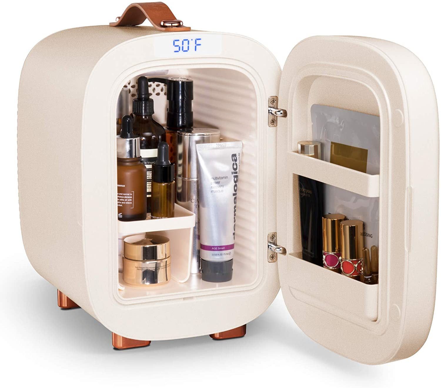 Mini Fridge, Professional Skincare Fridge, Mini Cosmetics Makeup Fridge, Compact Fridge 5 Liter (Cream White)